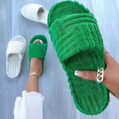 China Trending products waterproof 2022 new arrivals summer winter plush fuzzy hairy slippers flat sandals fashion fur slippers for sale