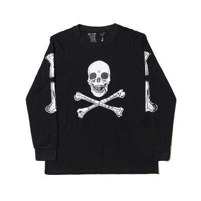 China IHJ6330 Men's Breathable T-shirts Hip-hop Print Skull Black Sweatshirt Style Autumn Crewneck Men's Long Sleeve for sale