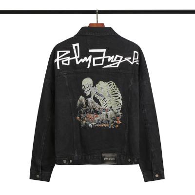 China IHJ6040 Skull Letter Printing Breathable High Quality Cotton Washed Jacket Denim Drop Jacket For Men Outdoor Jackets for sale