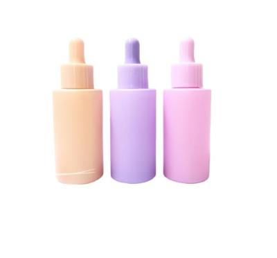 China 40ml Recyclable Frosted Glass Bottle Multicolor Purple Stain Cosmetic Dropper Bottle for sale