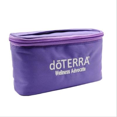 China Fashion Hot Sale 10 Hole Oil Storage Bag Embroidery Black Purple Essential Oil Handbag for sale