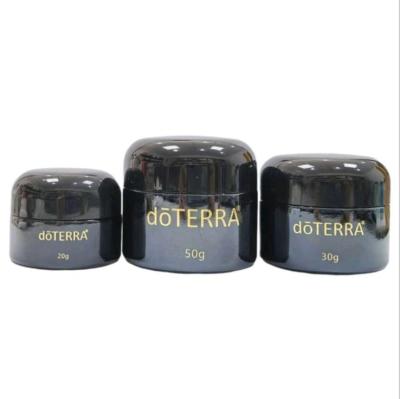 China 20g 30g 50g Luxurious Recyclable Empty Black Glass Jar With Plastic Cap for sale