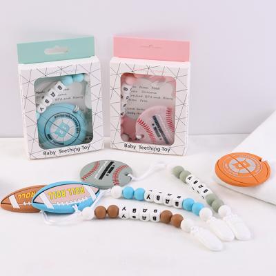 China Baby Care Accessories Baby Toys Chewable Silicone Teether BPA Free Teething Necklace Pacifier Free Chain for sale