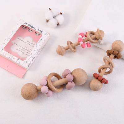 China Bpa Free Organic Newborn Teether Baby Gift Set Baby Gift Set Wooden Wrist Ratchets Toys for sale