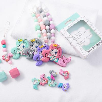 China BPA Free New Design Baby Teether Toys Silicone Pacifier Chain Baby Teether Holder Clip Baby Toys Silicone Teether for sale