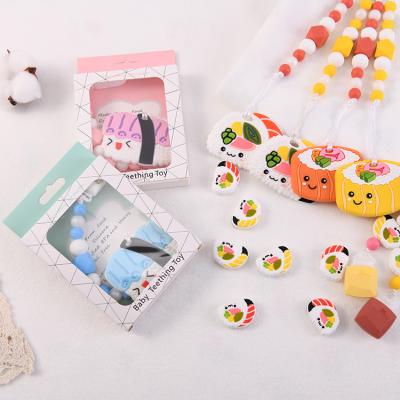 China BPA Free Natural Silicone Toddler Training Salmon Sushi Pendant Baby Teethe Hardware Tool for sale