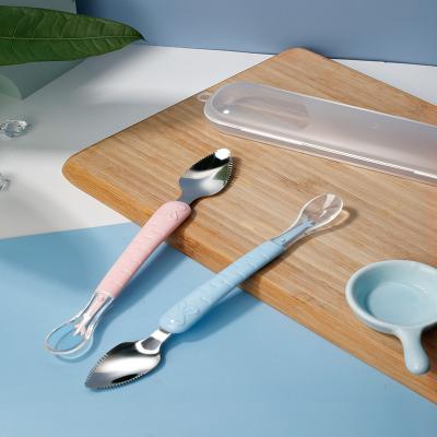 China BPA Free Dual Function Fruit Scraping Stainless Steel Spoon Bpa Free Spoon for sale