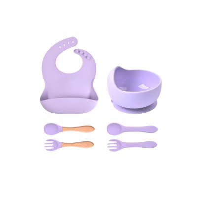 China BPA Free 28 Colors Baby Silicone Bib Spoon Suction Bowl Baby Silicone Feeding Set for sale