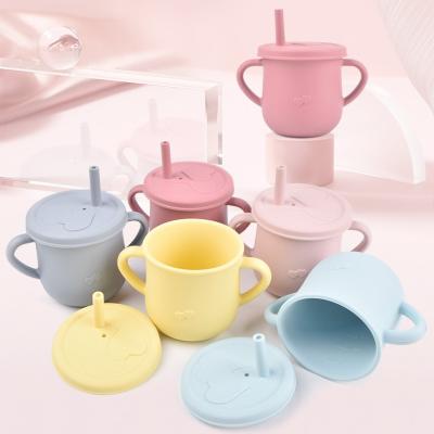 China New BPA Free Baby Feeding Sippy Cups Baby Learning With Leakproof Silicone Sippy Cups Silicone Sippy Cups for sale