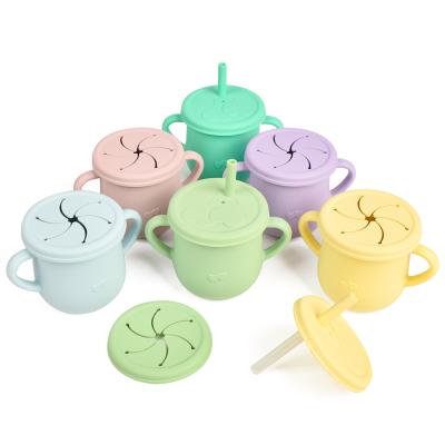 China BPA Free BPA Free 100% Food Grade Silicone Baby Feeding Cups, Safe No Puddle Snacks Water Drink Sippy Cups for sale