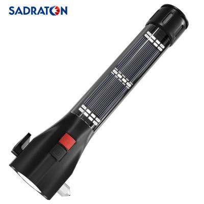 China SADRATOM Emergency Rescue Safety Hammer Torch Light Solar Power Multifunction Rechargeable Magnetic USB Rechargeable Led Flashlight and Torches for sale