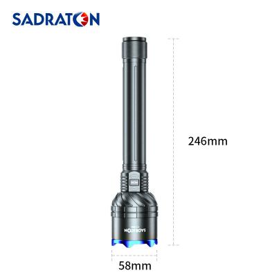 China Emergency Rescue SADRATOM OEM Custom High Lumens 1000m Long Range Led Rechargeable Security Guard Torch Light Police Flashlight 26650 Zoomable for sale