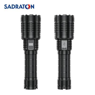 China High power 2km long distance low battery input and output waterproof SADRATOM 1500 lumen booster hunting hunting xhp70 torch light rechargeable flashlight for sale