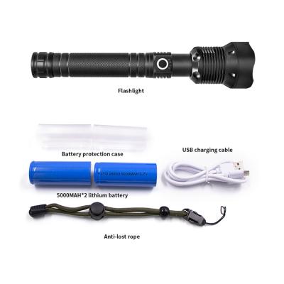 China Camping Rechargeable Torch High Power Zoom Telescopic Flashlight Battery Super Strong 26650 lumens xhp70 Led Flashlight for sale