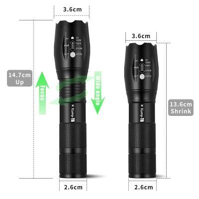 China Ultra camping super light output waterproof 2000 lumens led hand lamp xm-l t6 zoomable rechargeable light led flashlight handheld torch for sale