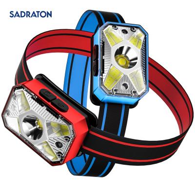 China Power Display Rise Night Outdoor Fishing Camping Motion Jogging Headlamp 10w Portable Led Rechargeable USB Sensor COB Headlight for sale