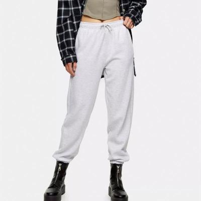 China Anti-Wrinkle OEM Service Customized Pants Women Waist Sweatpants Winter Fleece White Plain Elastic Pants for sale