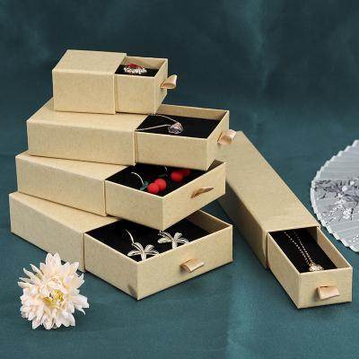 China AP60F New Arrival Recyclable Custom Earring Pendant Small Luxury Jewelry Gift Box Logo Drawer Black Packaging Paper for sale