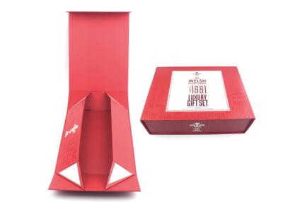 China Red Collapsible Magnetic Lid Gift Box Embossing / Glossy Lamination Finishing for sale