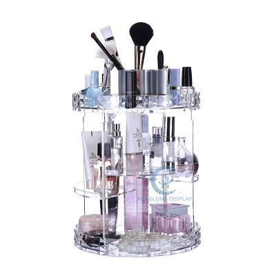 China Environmental Friendly Customized Countertop Rotating Clear Acrylic Makeup Cosmetic Display Stand for sale