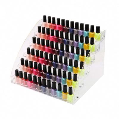 China sustainable & Environmental Friendly Hot Selling 45 Clear Bottles Recyclable Nail Polish Storage Shelf Acrylic 3 Layers Nail Polish Rack for sale