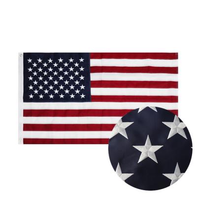 China Health Care Institutes Embroidery Stars USA Banner Flag Standard Flying Embroidered 3x5 American Flag for sale