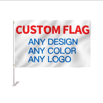 China Health Care Institutes Flagnshow 12x18 Inches Car Window Flag Sticks 30x45cm Sublimation Double Blank Sided Custom Car Flag for sale