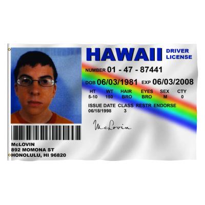 China Fake Health Care Institutes Flagnshow 3x5ft ID Training License HAWAII mclovin Flag for sale