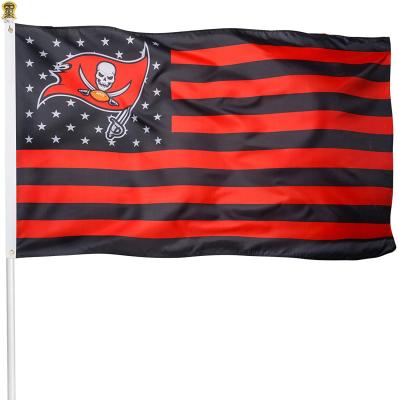 China Premium Polyester/Satin/Knitted Polyester Fans Flag For Buccaneers Soccer Team Thick Quality Polyester 3x5 FT Poster USA Stars and Stripes Sports Banner for sale