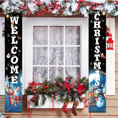 China China Flying Factory Quickly Deliver To Custom Design Christmas Snowman Door Decorations Christmas Couplets Hanging Merry Christmas Banner for sale