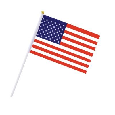 China Health Care Institutes Direct Delivery High Quality 100% Polyester Hand American Flag With Pole for sale