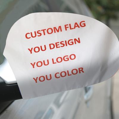 China Custom Logo White Car Side Mirror Cover Digital Printing Knitted Polyester Spandex 20x28cm National Day View Car Mirror Cover Car Mirror Cover for sale