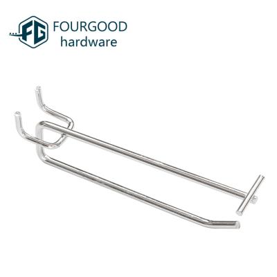 China Factory direct sale iron peg hook modern metal display gold hook clothes rail and three wire pegboard hook with supermarket price for sale