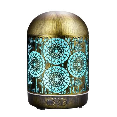 China Commercial/household/hotel/yoga specially designed metal hollowing out aroma diffuser can adjust the amount of spray, quiet work and display 7 warm color ambient light for sale