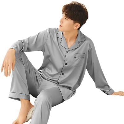 China Wholesale price breathable high quality pure simulation color silk satin pajamas set men's sleepwear for sale