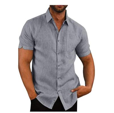 China Casual Summer Casual Shirts For Men Short Sleeve Cotton Shirt Masculina Camisa Slim Fit Male Blouse Plus Size Men for sale