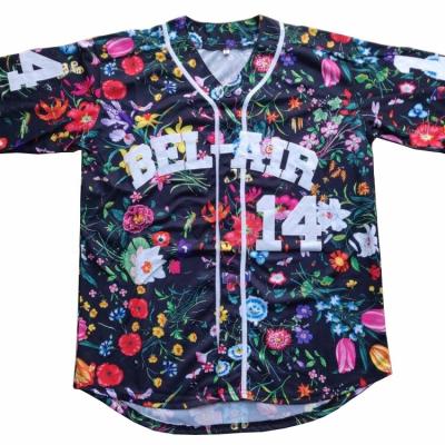 China Breathable Bel Air Baseball Shirt Single Breasted 3D Street Wear Summer Prince for sale