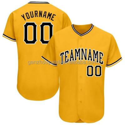 China Breathable Drop Shipping Custom Twill Black White Baseball Youth Gold Uniform Jersey for sale