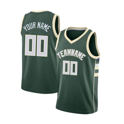 China Milwaukee Tank Tops Antibacterial Mesh Sleeveless Muscle T-shirt Youth Basketball Green Tank Top Stitched for sale