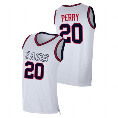 China Gonzaga #20 Kaden Perry Bulldogs College Basketball White Jersey 2021-22 Antibacterial for sale