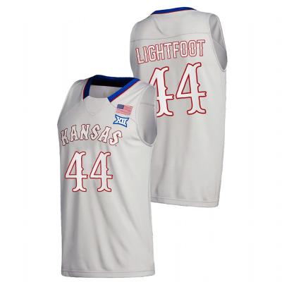 China 2020-21 Mitch Lightfoot Kansas KU Jayhawks Gray New Season League Antibacterial Patch College Basketball Jersey for sale