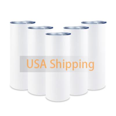 China Sustainable USA Warehouse Stocked 20 Oz White Straight Sublimation Mask Stainless Steel Tumblers Double Wall Coffee Mug Insulated for sale