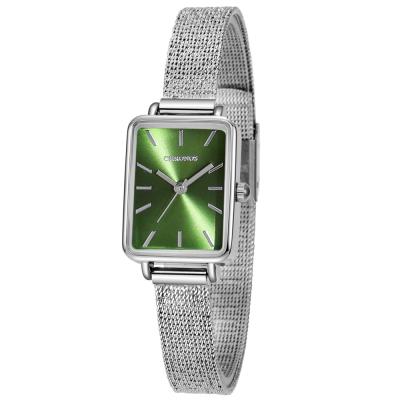 China Women Lady Small Green Watch Luxury Retro Square Light Quartz Watch 316L Stainless Steel Waterproof Watch for sale