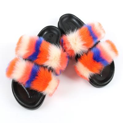 China 2022 PVC Fashion Fox Slipper Women's Family Flat Slippers Imitation Fur Slippers for sale