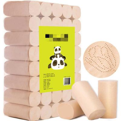 China Virgin Wood Pulp Roll Paper Pulp Native Wood Household Unbleached Toilet Paper for sale