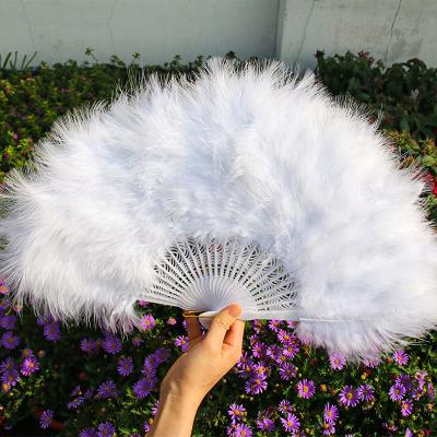 China Square Dance Full Velvet Thickened Chinese Wedding Feather Fan White Turkey Feather Fan 30-50cm/piece for sale