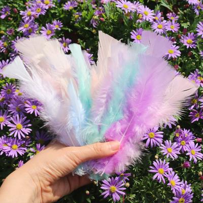 China Featival New Large Handmade Turkey Feather DIY Feather Earrings Jewelry Accessories Flat Head Garment Decoration Piece for sale