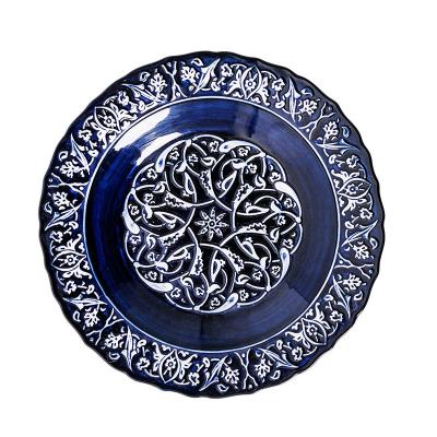 China Sustainable Supplying Wholesale Ceramic Plate Restaurant Hotel Dinner Ceramic Dishes Colored Porcelain Round Serving Plate for sale