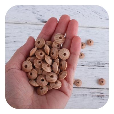 China Mom's Accessories Wholesale DIY Wooden Craft Beads 13mm Size Natural Beech Wood Abacus Bead With Hole For Teething Jewelry Making for sale