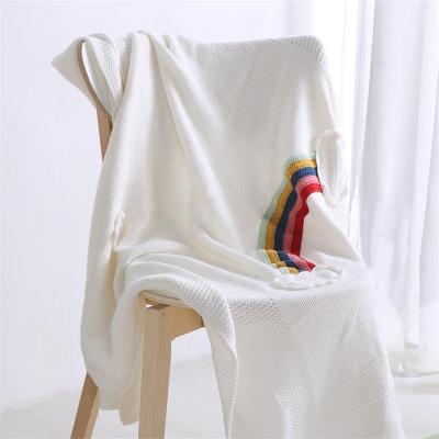 China Anti-pilling Soft Warm Knitted Cotton Organic Rainbow Crib Receiving Blanket Baby Blanket for sale